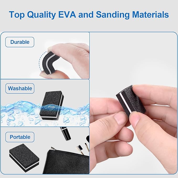 Nail Buffers (50 Pack), Mini Buffer Block Nail File for Acrylic Nails and Natural Nails, 100/180 Grit Nail Buffer Block Bulk Buffing Blocks for Nail Buff Professional Manicure File Blocks Set Black