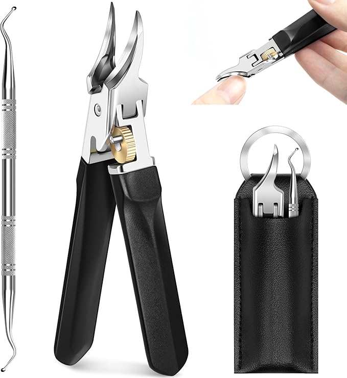 Ingrown Nail Clipper - 2025 Eagle Beak Beveled Wide Jaw Opening Toenails Clipper, Slant Curved Blade Podiatrist Toe Nail Clippers for Women and Men, Black