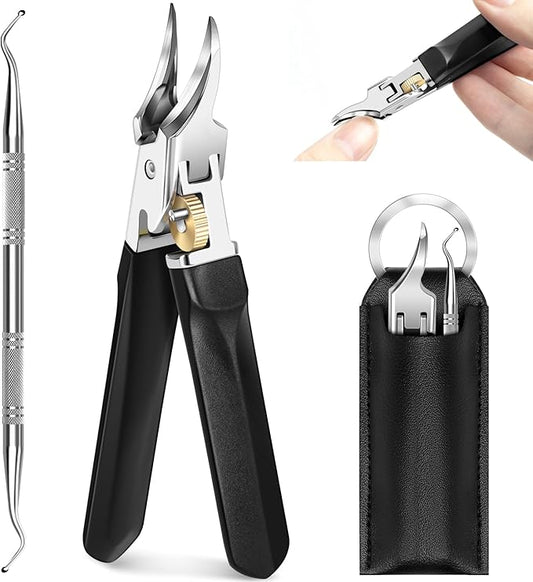 Ingrown Nail Clipper - 2025 Eagle Beak Beveled Wide Jaw Opening Toenails Clipper, Slant Curved Blade Podiatrist Toe Nail Clippers for Women and Men, Black