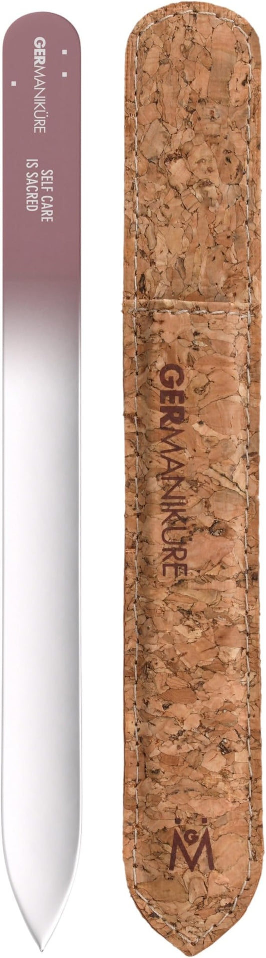 GERMANIKURE Glass Nail File in Cork Sleeve - Self Care is Sacred - Professional Crystal Nail File for Natural Nails - Ideal Manicure & Pedicure Tool for Smooth, Easy Shaping - Nail Care Gift