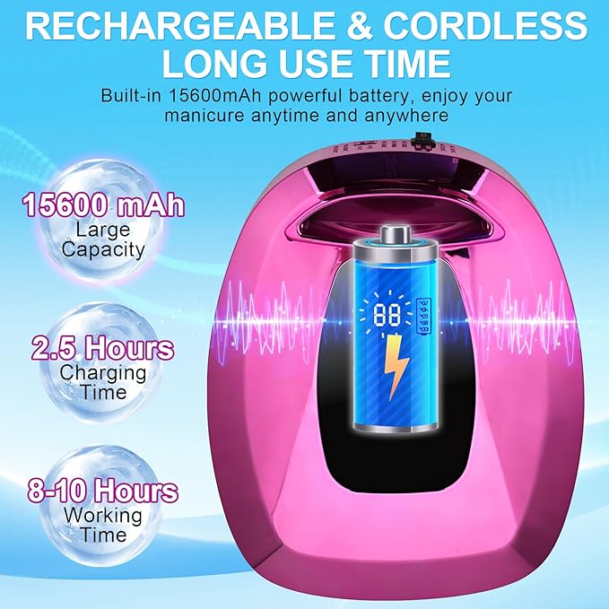 UV LED Nail Lamp Dryers Cordless 108W Rechargeable Portable UV Light for Gel Nails Polish Kit,Fast Curing Poly Builder Gel Lamp with Sensor Metal Base 4 Timer 35 LEDs,Professional Manicure Art Tools
