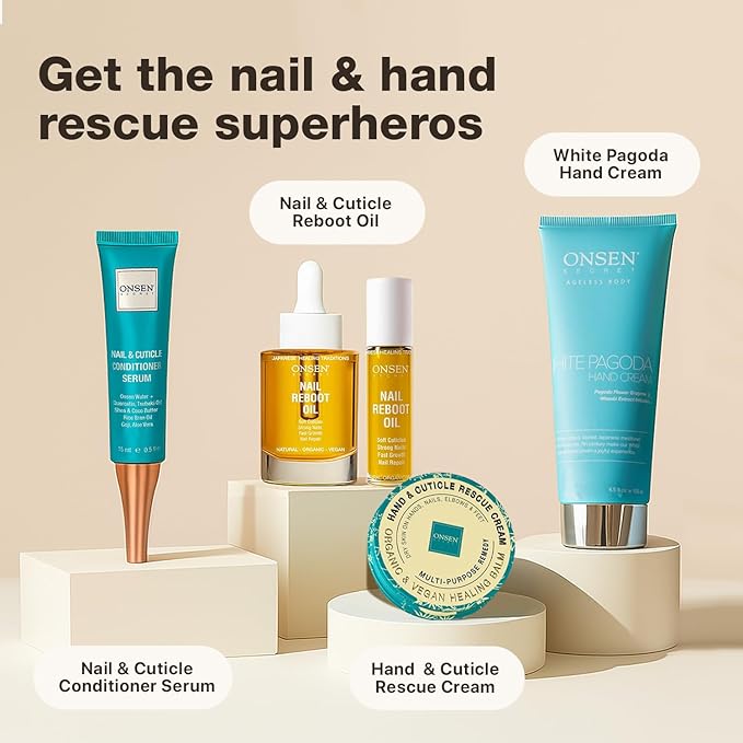 Onsen Secret Nail & Cuticle Repair Oil (2x10ml) - Dry Oil Formula - Japanese Tsubaki, Tea Tree & Jojoba - Strengthens Nails, Repairs Cuticles, Hydrates Skin & Hair - Natural & Vegan