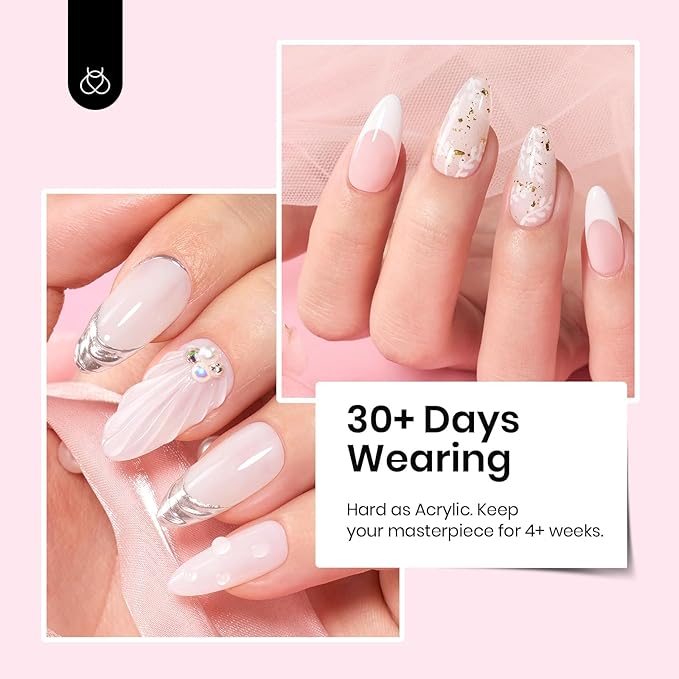 Beetles Hard Gel,Ivory Veil 1 oz 9 in 1 Nail Extension Sculpting Apex Building for Salon Professionals,Jelly White Builder Christmas Nails Gel,UV & LED Lamp Needed