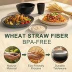 40 Piece Plates and Bowls Sets for 8, Unbreakable Wheat Straw Dinnerware Sets - Image 3