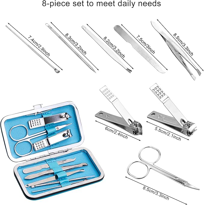 48pack Bulk Manicure Set, Nail Clippers Kit Stainless Steel Fingernail Clippers, Sturdy Nail Tip Cutter Trimmers Professional Grooming Toenail Clippers Personal Pedicure Kits Gift (8-in-1, 4 Colors)