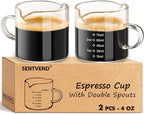 4 Oz Espresso Shot Cups Set of 2 Double Spout by SENTVEND