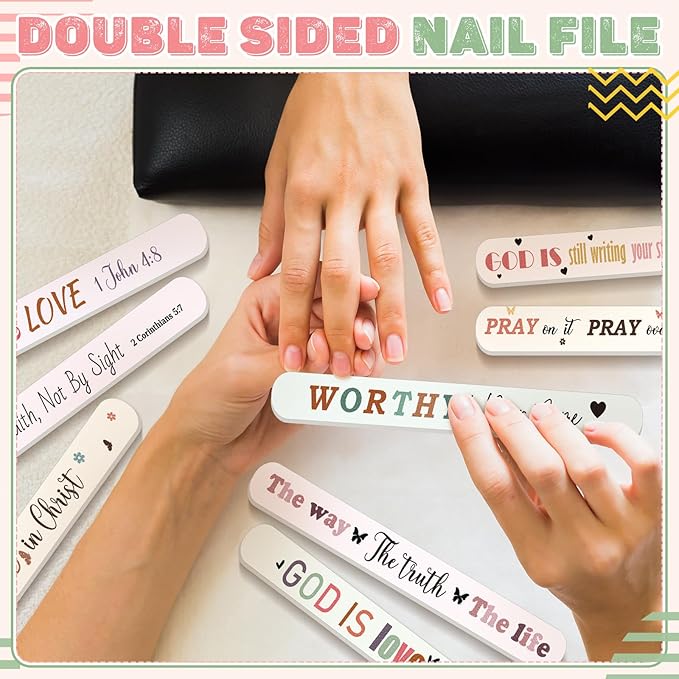 50 Pack Christian Gifts for Women Bulk Church Bible Verse Nail Files Boho Scripture Emery Boards Christian Religious Gift Nail Files for Employee Appreciation Teacher Staff Coworkers Women