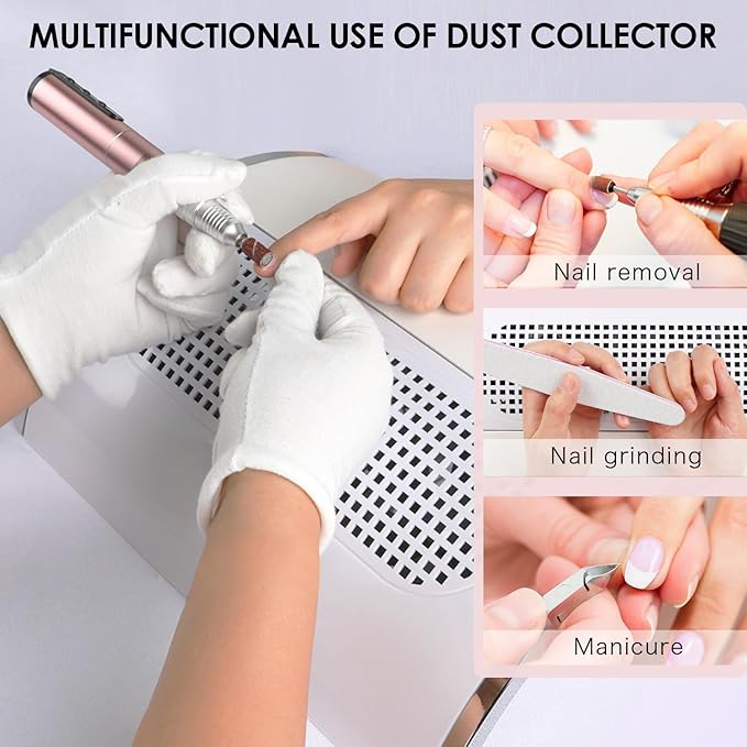 Nail Dust Collector Powerful Nail Vacuum Dust Collector, 40W Nail Dust Vacuum Cleaner Dust Extractor for Poly Nail, Acrylic Fan Vacuums Dust Suction Machine Manicure Dust Collector for Nails
