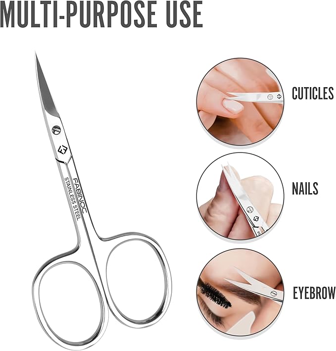 Curved Cuticle Scissors for Women & Men - German Quality Stainless Steel for Manicure Pedicure Beauty Grooming Kit for Nail, Eyebrow, Eyelash, Dry Skin