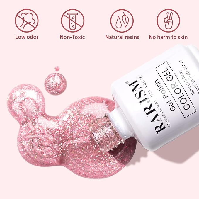 RARJSM Aurora Cat Eye Gel Nail Polish Velvet Silver Glitter Champagne Pink Galaxy Star Cloud Ice Gel Polish with Magnet Stick Single Bottle 15ml UV LED Curing Requires Soak Off Home Salon