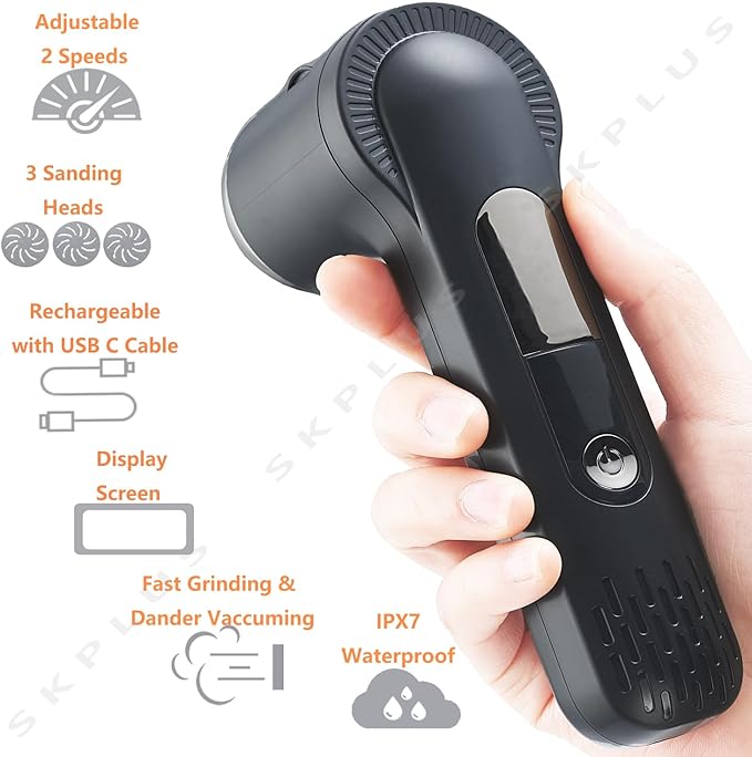 Electric Callus Remover with Dander Vacuum for Feet, Portable 36 in 1 Pedicure Kit Foot File Callus Remover, Waterproof Rechargeable Foot File for Foot Care with 3 Heads&LCD Display