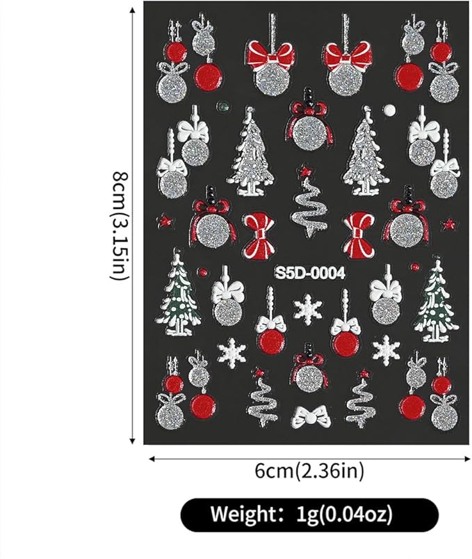 5 Sheets Christmas 5D Embossed Nail Art Stickers Gold Silver Glitter Nail Decals Self Adhesive Snowman Elk Gift Nail Design Stickers Snowflake Nail Stickers Winter Xmas Nail Art Supplies for Women DIY