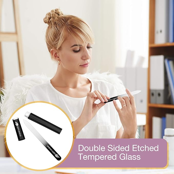 1 Pack Glass Nail File for Unisex Ultra Quality, Portable Crystal Nail File with Case for Mani & Pedicure- Smooth Finish for Natural & Acrylic Nails