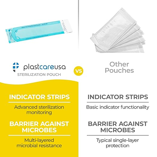 200 2.25 x 9 Sterilization Pouches, Sterilizer Autoclave Bags for Sterilizing Dental Medical Instruments and Cleaning Tools