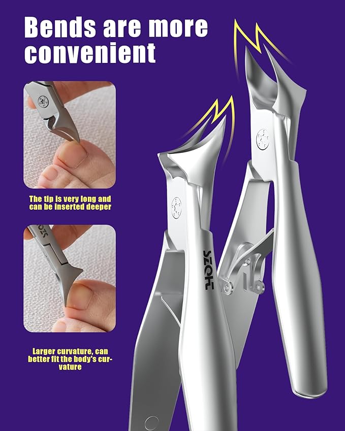Nail Clippers Set - SZQHT 2025 Upgrade Angled Head Nail Clippers for Men,Seniors,Women,Toenail Clippers for Thick,Ingrown, Nails, Professional Stainless Steel Toe Nail Clippers,Nail File, Heavy Duty