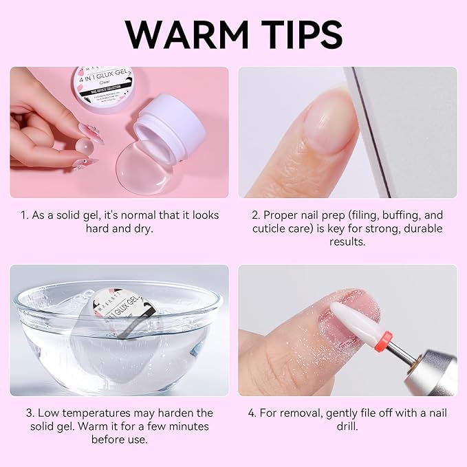 Makartt 3D Gel Nail Art: 4 in 1 Solid Gel Builder Kit for 15ML Nail Extension Gels, 4pcs Silicone Molds, 1 Sculpting Brush, UV Glue for Acrylic Nails Rhinestones Molding Manicure Hard Gels Kit