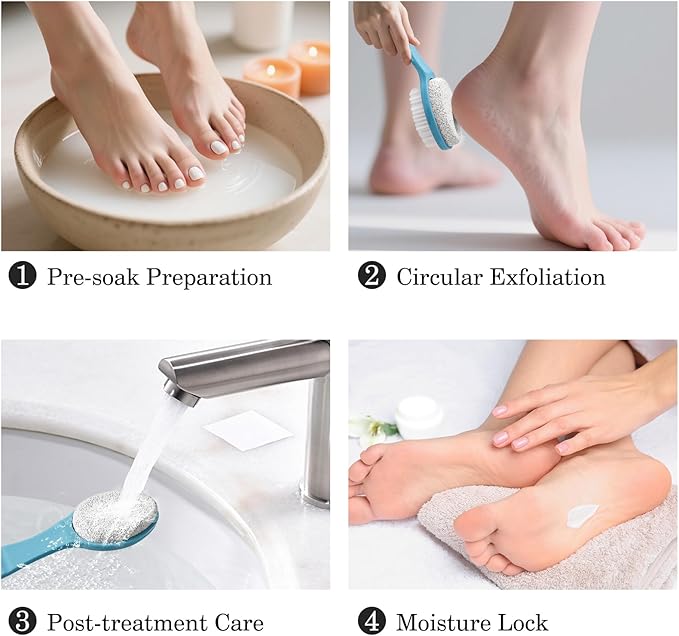 Foot Callus Remover, Double-Sided Pumice Stone Brush for Feet (Blue, 2 Pack)