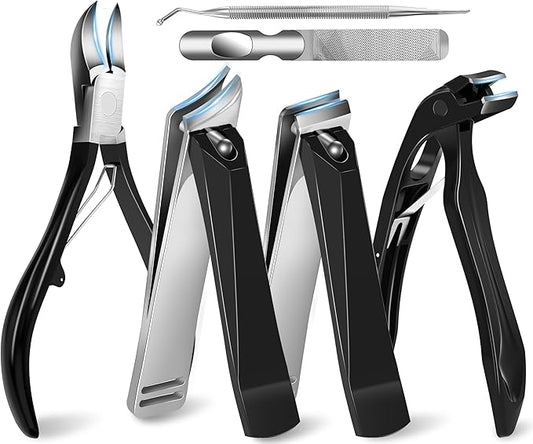 Nail Clippers Kit for Seniors – 6 in 1 Toenail & Fingernail Clippers Set for Thick Nails – Heavy Duty Wide Jaw Nail Cutter for Men & Women – Nail Grooming for Parents & Loved Ones