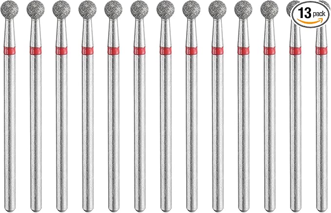 HARFINGTON 13pcs 200-230 Grits Diamond Grinding Bit 3.5mm Ball Head 2.35mm Shank 3.5mm Length Stone Sanding Drill Bits Rotary Tool for Ceramic Glass Nails Grinding Polishing