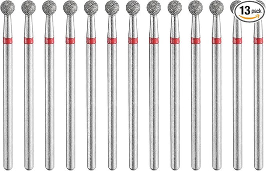 HARFINGTON 13pcs 200-230 Grits Diamond Grinding Bit 3.5mm Ball Head 2.35mm Shank 3.5mm Length Stone Sanding Drill Bits Rotary Tool for Ceramic Glass Nails Grinding Polishing