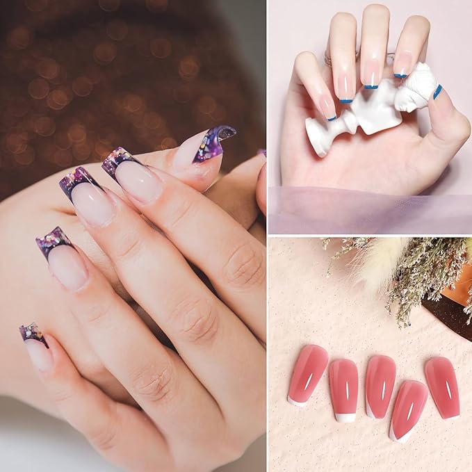 French Tip Tool Nail Stamp Silicone French Tip Nail Stamp Kit Clear Nail Art Stamper Nail Stamping with Scrapers and Nail Art Brushes for French Manicure Home DIY Salon