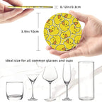 Drink Coasters with Holder Stand Set of 6 Yellow Ducks Pattern Drawing Pu - Image 3