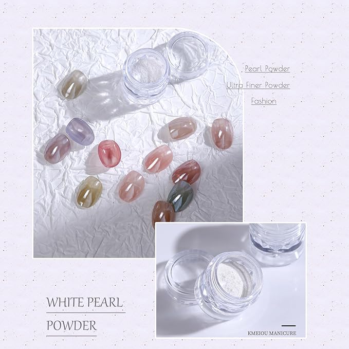 Moonlight White Chrome Nail Powder, White Pearl Nail Powder Pigment Mirror Effect Aurora Magic Pearlescent Nail Glitter Nail Art