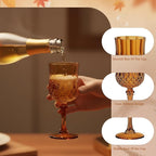 7OZ Plastic Wine Glasses, Reusable Vintage Goblets Unbreakable Drinking Glasses - Image 3