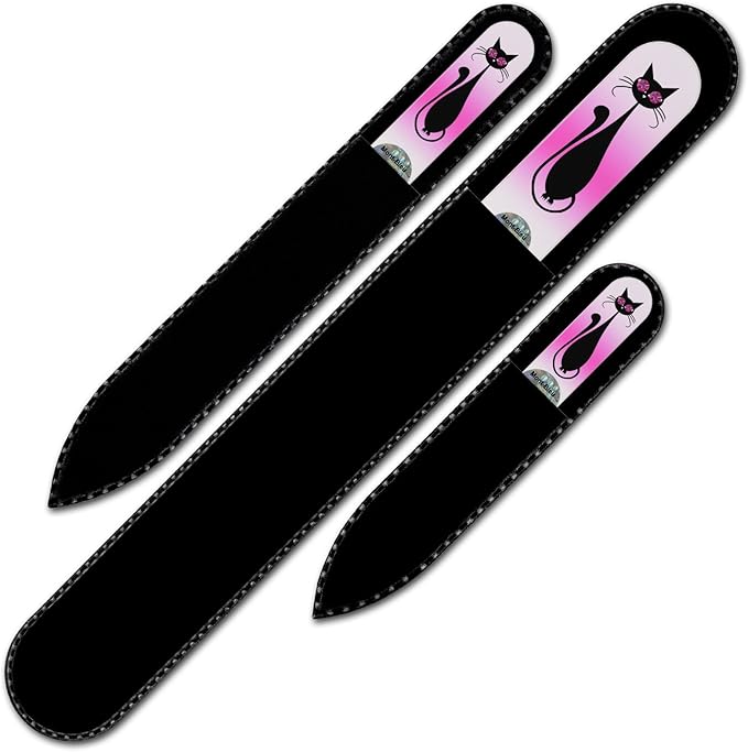 Mont Bleu Set of 3 Cats Crystal Nail Files hand decorated with crystals - Handmade - Czech Tempered Glass