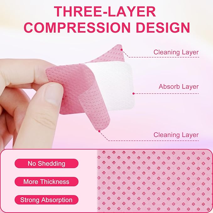 NXJ INFILILA 1080PCS Lint Free Nail Wipes Kit, Pink Gel Nail Polish Remover Set with 1PCS Acetone Pump Dispenser Bottle 200ml(6.8oz) for Professional Soak Off Gel Polish Remover
