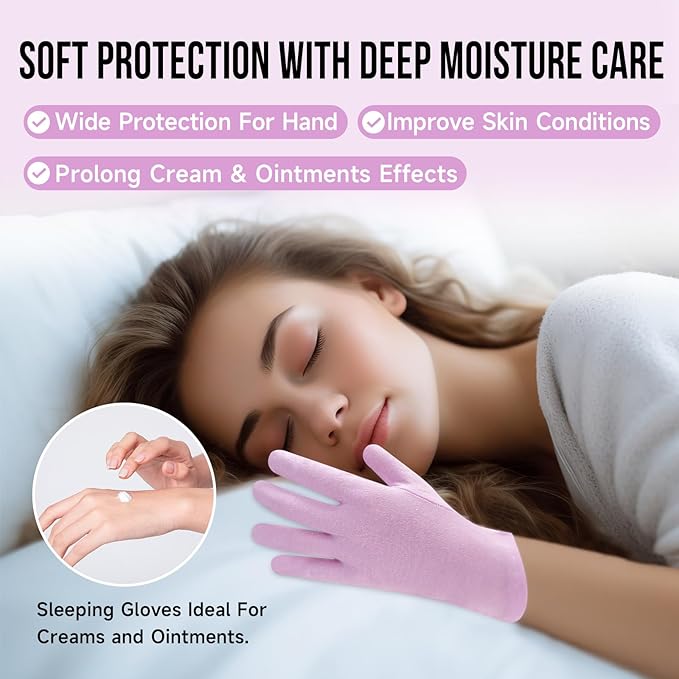 HandLove Premium 100% Cotton Gloves | Moisturizing Gloves for Dry Hands & Eczema | Overnight Sleeping Gloves, Eczema Gloves | Touchscreen | Touch Purple, 12 Pairs