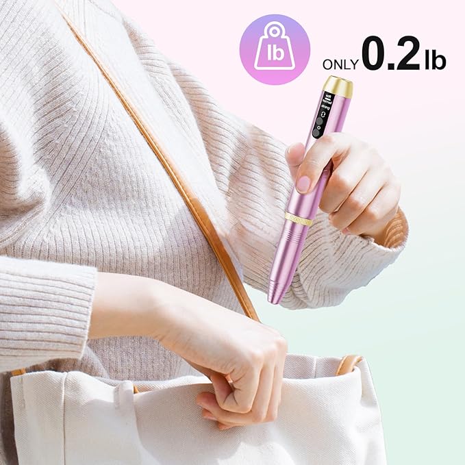 20000RPM Electric Nail Drill Rechargeable Compact Portable Efile Professional Manicure Cordless Pedicure Nail File Drill Kit for Acrylic Gel Nails and Home Salon Use
