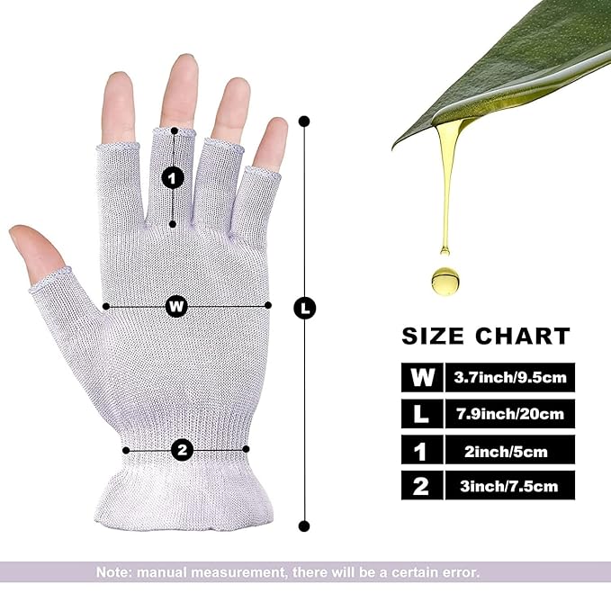 MIG4U Fingerless Moisturizing Gloves, Half Finger Touchscreen Beauty Glove for Eczema, SPA, Dry Hands, Skin Treatment, Summer Sun UV Protection, Pale Purple, 1 Pairs S/M