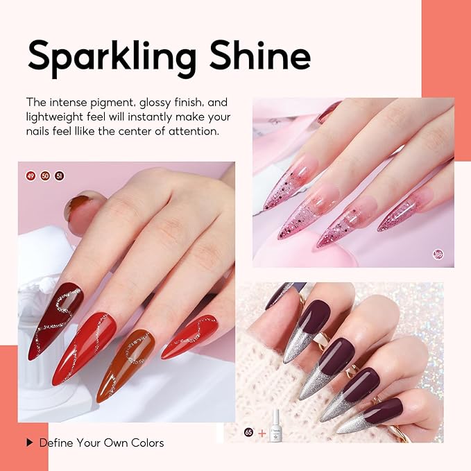Peacecolor 83Pcs Gel Nail Polish Kit with U V Light and Drill, 56 Colors All Seasons Soak Off Gel Polish Set Cat Eye Gel with Matte/Glossy Glitter Base Top Coat Manicure Nail Kit Gifts for Women Girls