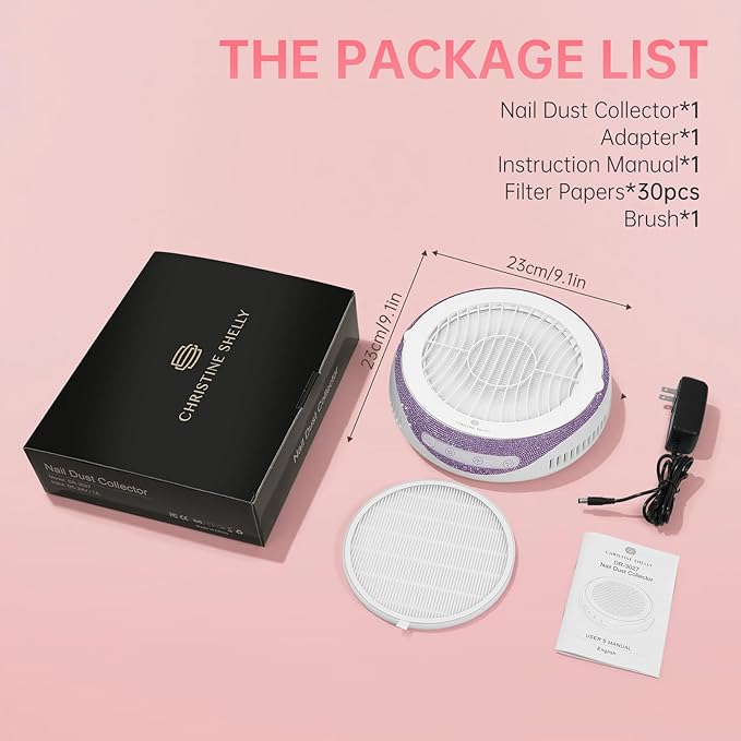 Nail Dust Collector, Cordless Dust Collector Nail Tech, Powerful Vacuum Fan Vent Dust Collector Extractor Dust Suction Machine for Acrylic Nails Polishing, Nail Salon&Home