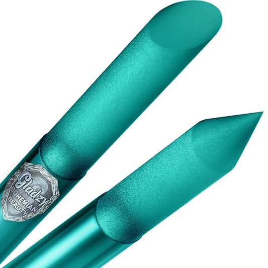 Glass Cuticle Pusher by GLADZY - Manicure Stick, Genuine Czech Quality, Professional Precision Filing Cuticle Remover, Abrasive Surface Never Wears Out