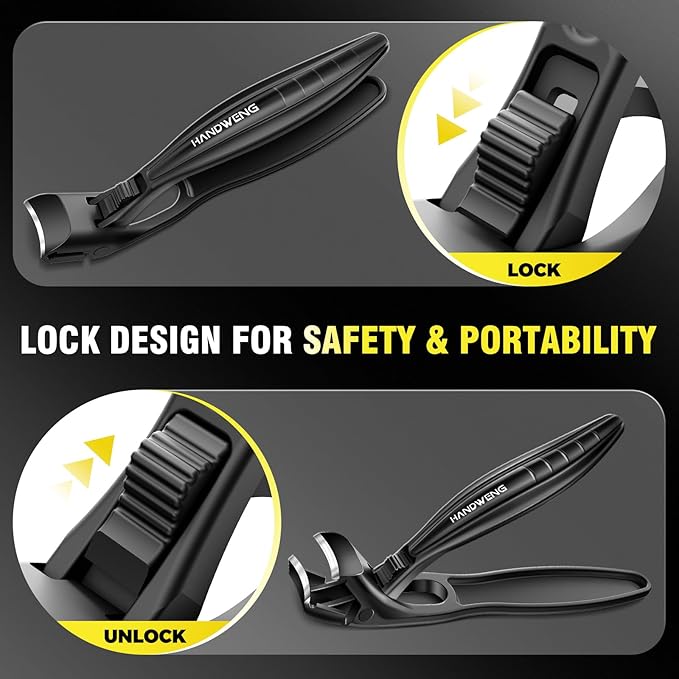 2025 Upgraded Toenail Clippers for Seniors Thick Toenails, Angled Head Large Toe Nail Clippers for Men with Catcher, Heavy Duty Sharp Fingernail Clipper with Long Handle, Wide Jaw
