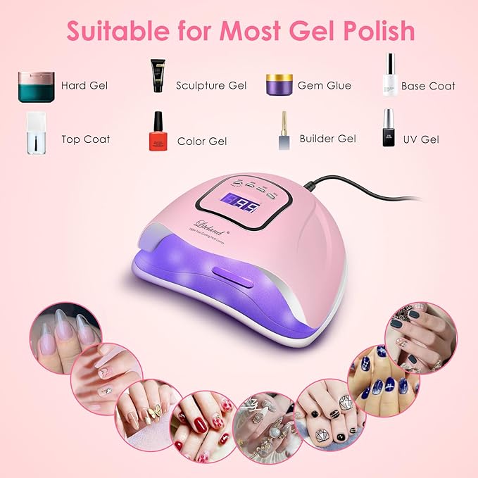 UV Gel Nail Lamp,150W UV Nail Dryer LED Light for Gel Polish-4 Timers Professional Nail Art Accessories,Curing Toe Nails