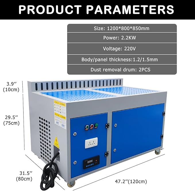 Metal Working Downdraft Table Dust Collector Vacuum Welding Multi-stage Purification Dust Collector for Grinding Polishing Dusting Welding 31.5''*47.2'' 220V