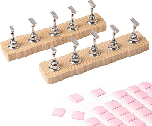 ANGNYA Nail Stand for Press on, 2 Set Super Magnetic Nail Holder for Painting Nails Nail Stand for Painting Nails Nail Display with 96 Pcs Reusable Sticky Putty for Nail Art Display Home & Salon Use