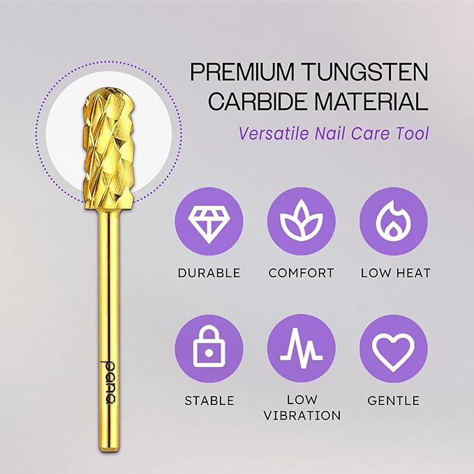 PANA Smooth Top Small Barrel 3/32" Shank Size - (Gold, 5X Coarse Grit) - Fast remove Acrylic or Hard Gel Nail Drill Bit for Manicure Pedicure Salon Professional or Beginner