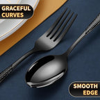 Hammered 30-Pieces Set Black Silverware Set - Image 9