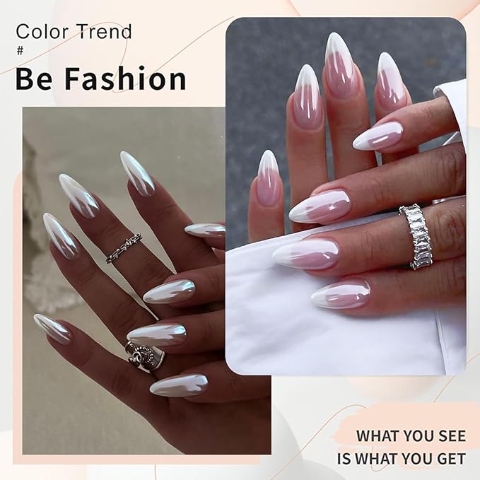 2PCS Magic White Chrome Nail Powder, Super Glossy Mirror Effect Metallic Nail Powder Nail Glitter Manicure Pigments for Nail Art Design