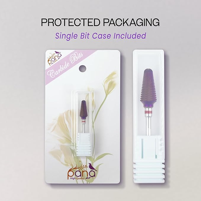 PANA 3/32" Purple Tornado Carbide Nail Drill Bit for Acrylics, Nail Extension, Gel Polish Removal Nail Salon Manicure Pedicure Electric File Tools (Fine - F)