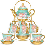 20 Pcs Porcelain Tea Set for Adults by Gandeer