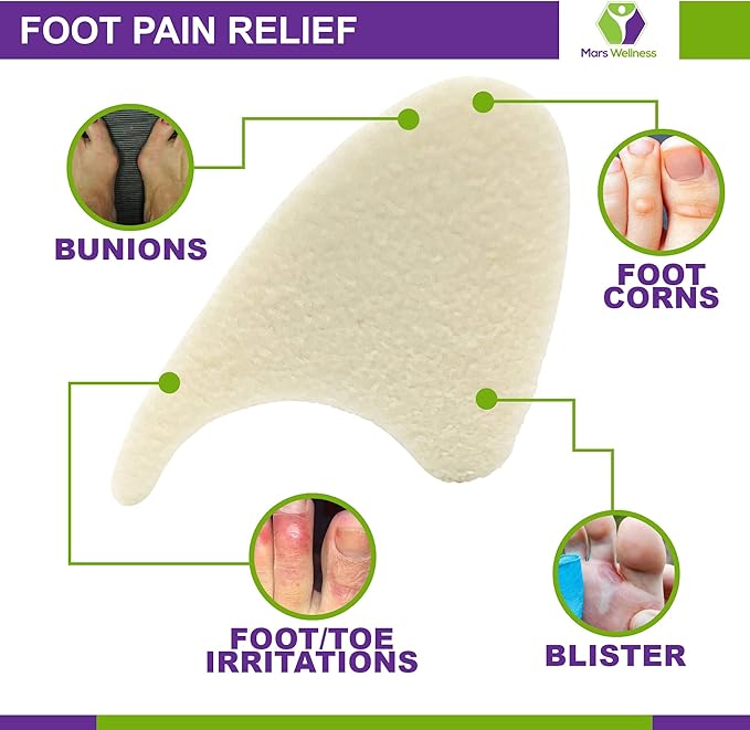 Mars Wellness Full Foam XL Toe Separators 1/4" - Toe Spacers for Corn, Blisters Relief - Bulk Pack of 50 Pads
