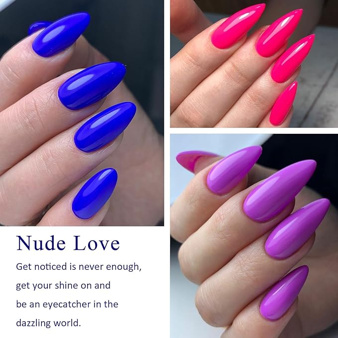 MEET ACROSS Neon Gel Nail Polish Set, 8 Colors Fluorescent Hot Pink Orange Blue Yellow Green Purple Red Rose Spring Summer Nail Polish Kit for Halloween