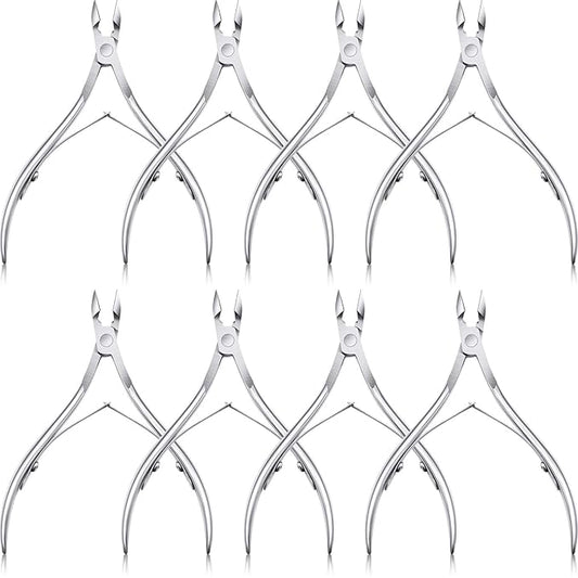 8 Pieces Cuticle Trimmer Stainless Steel Cuticle Nippers Pointed Blade Dead Skin Cutter Clipper Remover Scissors Manicure Tools for Fingernails and Toenails(Silver)