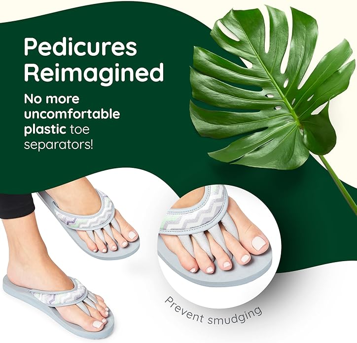 Pedi Couture Pedicure Sandals with Built In Toe Separators for Women - Comfortable Spa Style Flip Flops for Home, Salon, Yoga & Gym Use