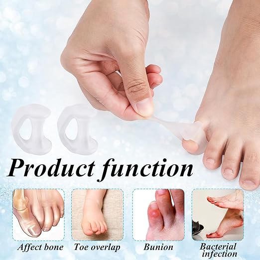 Gel Toe Separator, Pinky Toe Spacers, Little Toe Cushions Straightener Bunion Corrector for Preventing Rubbing & Relieving Pressure, Pain Relief from Overlapping Toes (White-10pcs)